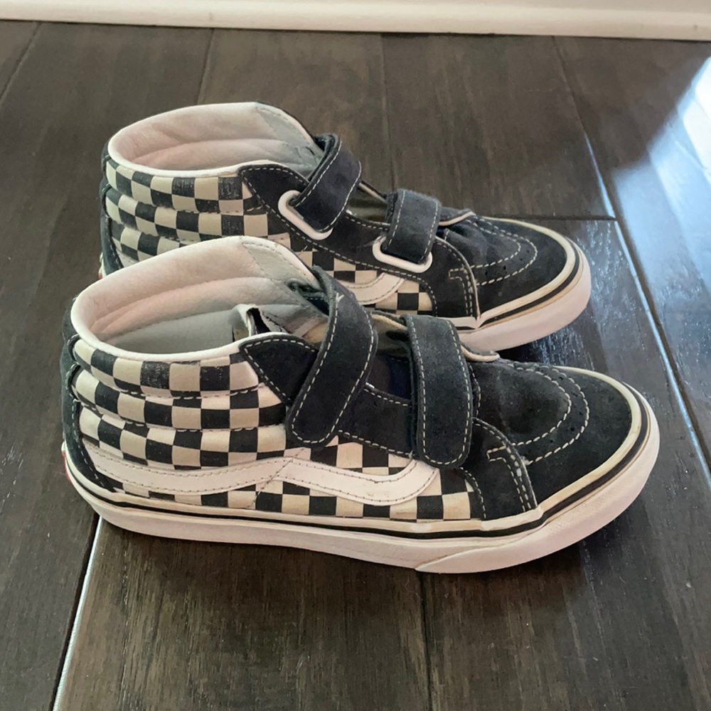 Kids Vans Sk8-mid in navy/white checkered sneakers